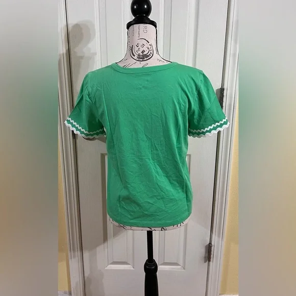 NWOT- Lilly Pulitzer Green Clairmont Ric Rac Trimmed Knit Top - Picture 5 of 7